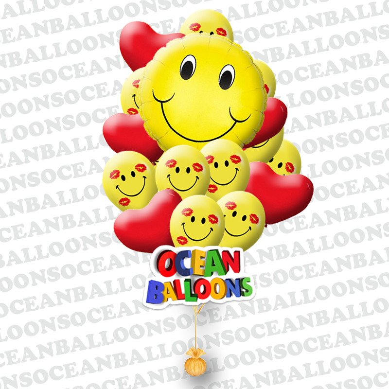 Букет Облако смайликов из 17 шара