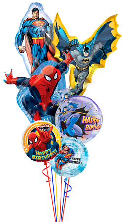 Букет из шариков из фольги «Поздравление от Супергероев»